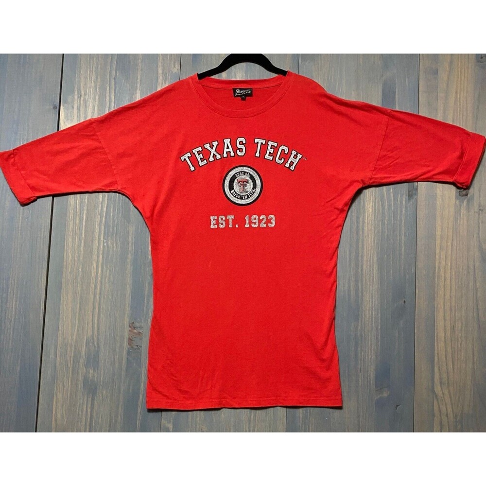 TTU Texas Tech Women Tshirt Dress Sz S Red TEXAS TECH & Circle Patch Guns U